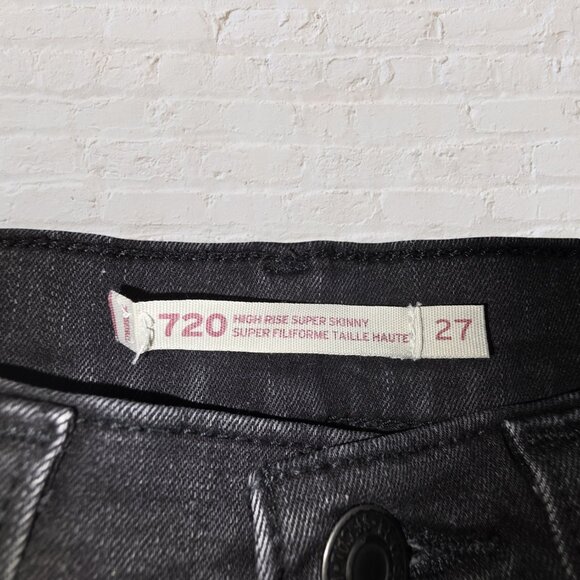 Levis 720 High Rise Super Skinny Black Jeans Size 27 - Picture 4 of 5